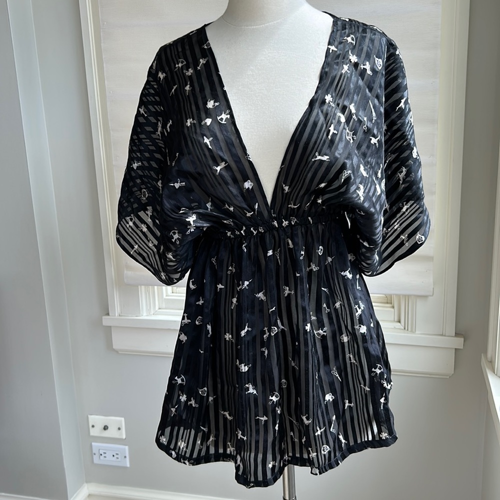 Diaphanous silk blousy tunic